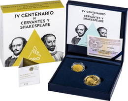 Los set de Cervantes y Shakespeare en oro y plata