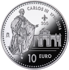 Carlos III en 10 euros plata