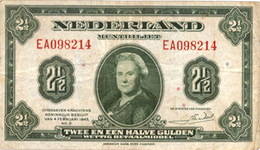 Holanda 2 ½ gulden de 1943 vs. 2 ½ gulden de 1945
