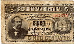 Argentina, 5 Centavos de Peso de 1884 vs. 5 Centavos de Peso de 1892