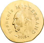François Mitterrand, ex presidente de la República Francesa en 50 y 10 euros oro y plata