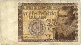 Holanda, 25 Florines de 1940 vs. 25 Florines de 1944